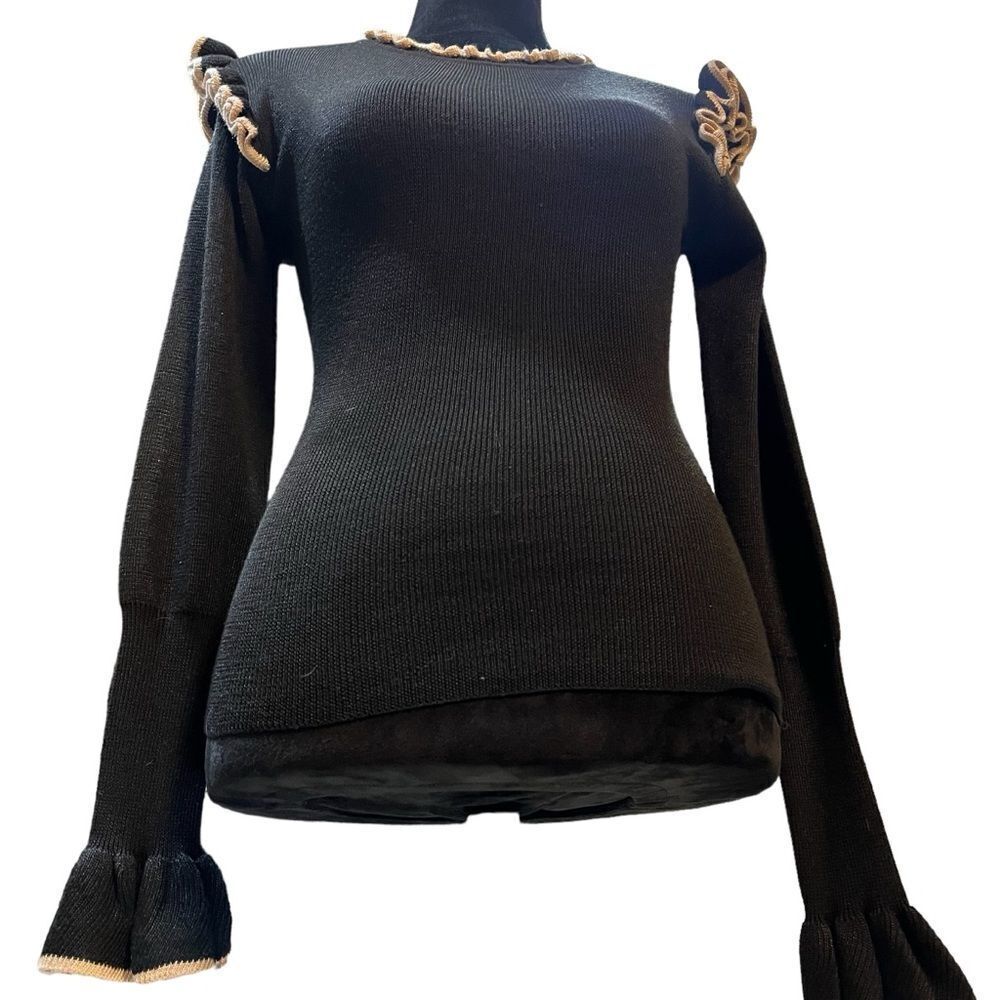 Dance & Marvel Black Ribbed Ruffle Sweater – Size S - Picture 7 of 16